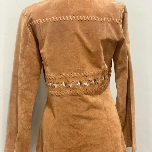 Boho Suede Floral Embroidery Jacket XS/S - Picture 7 of 15
